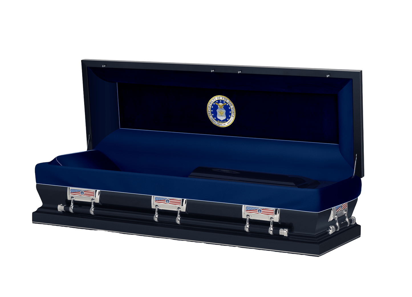 Air Force Blue Casket with Dark Blue Velvet Interior