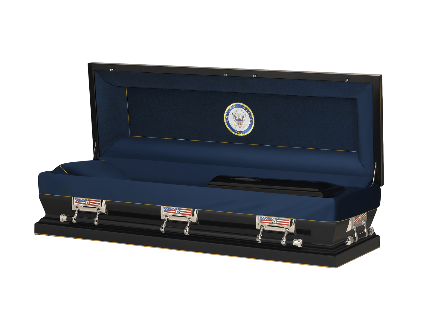 Navy Dark Blue Casket with Navy Blue Velvet Interior