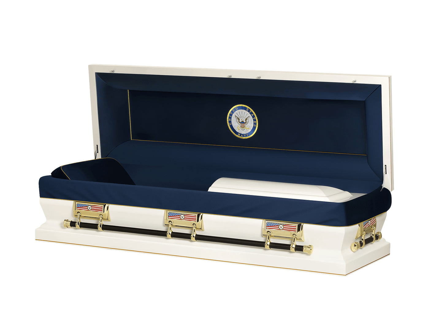 Navy White Casket with Navy Blue Velvet Interior