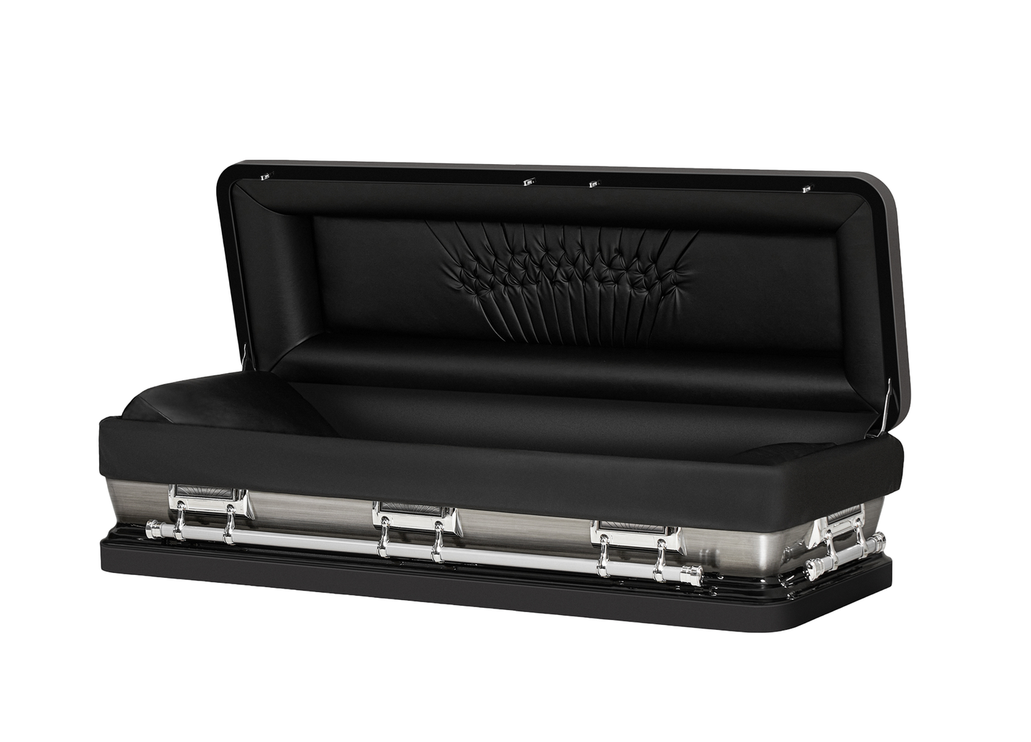 Black Stallion & Silver Casket with Black Leather Interior