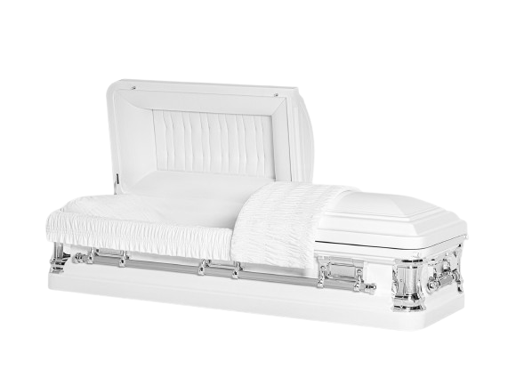 Noble White Casket with White Velvet Interior