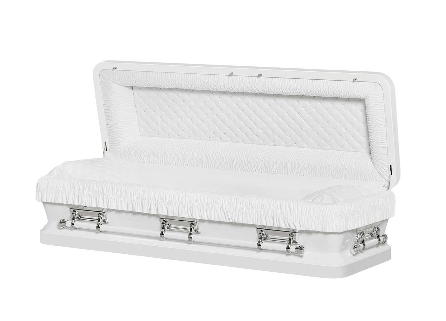 Solara Pearl White & Silver Casket with White Velvet Interior
