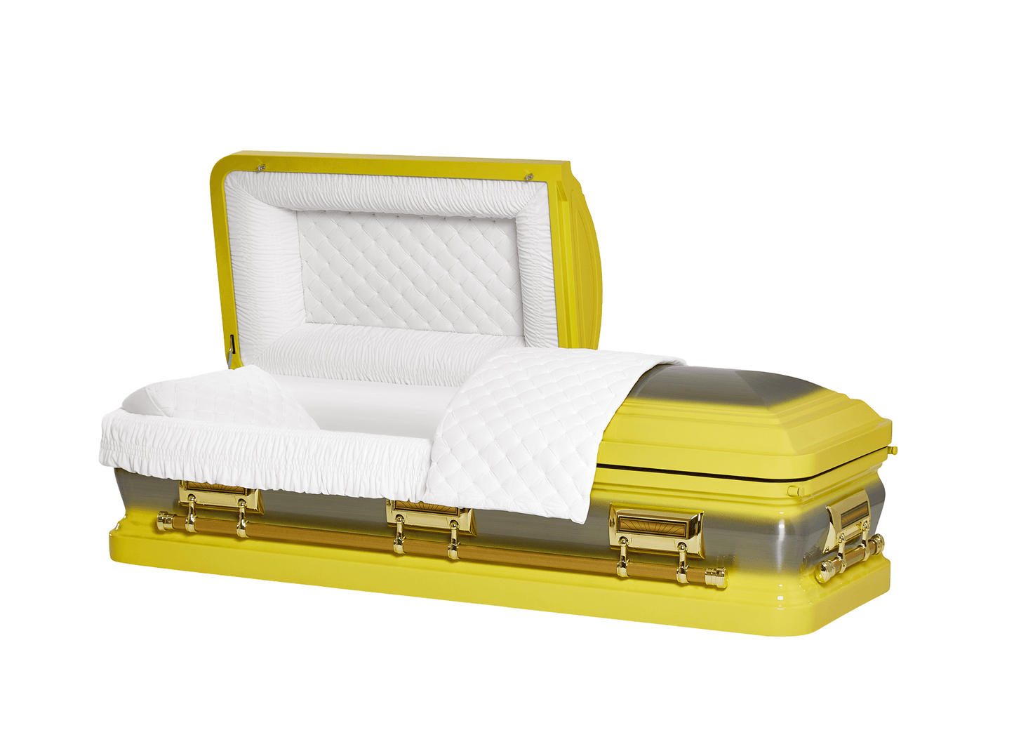 Solara Yellow Brush Casket with White Velvet Interior