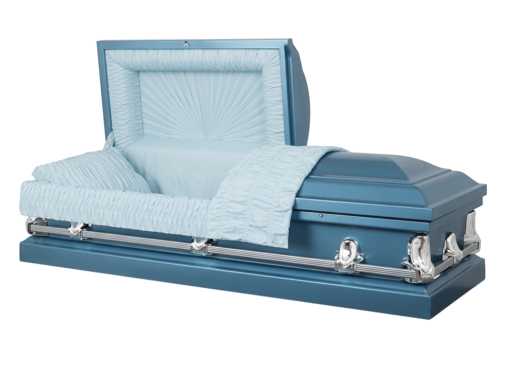 Blue Casket "Stanford" - Monarch Blue Finish with Light-Blue Interior
