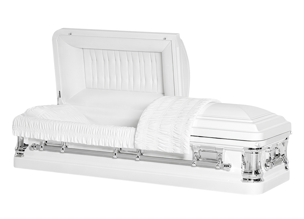 Noble White Casket with White Velvet Interior