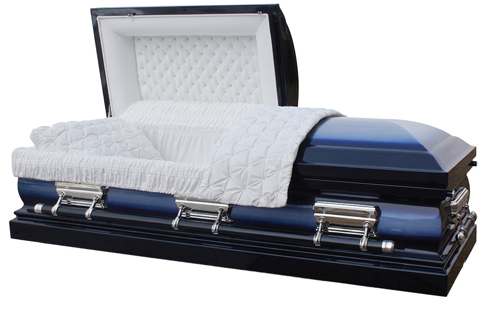 Triton Blue - Metal Casket with White Velvet Interior