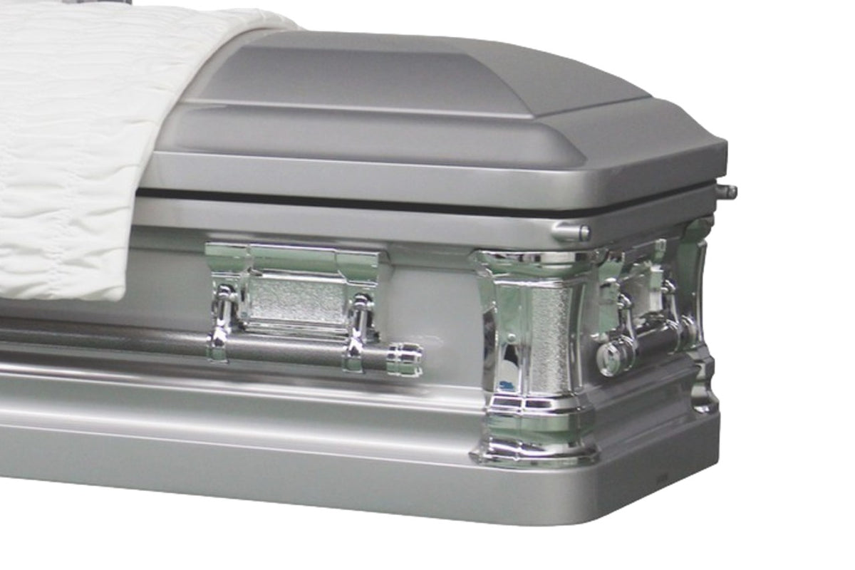 Silver Purity Casket Silver Finish with White Velvet Interior