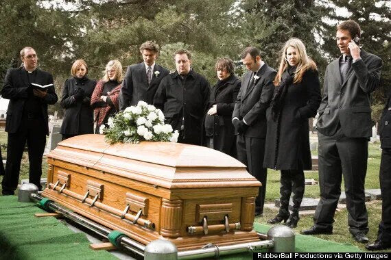 wood casket on funerals