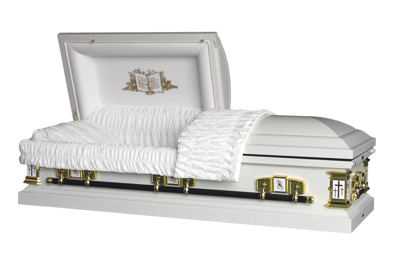 white cross casket