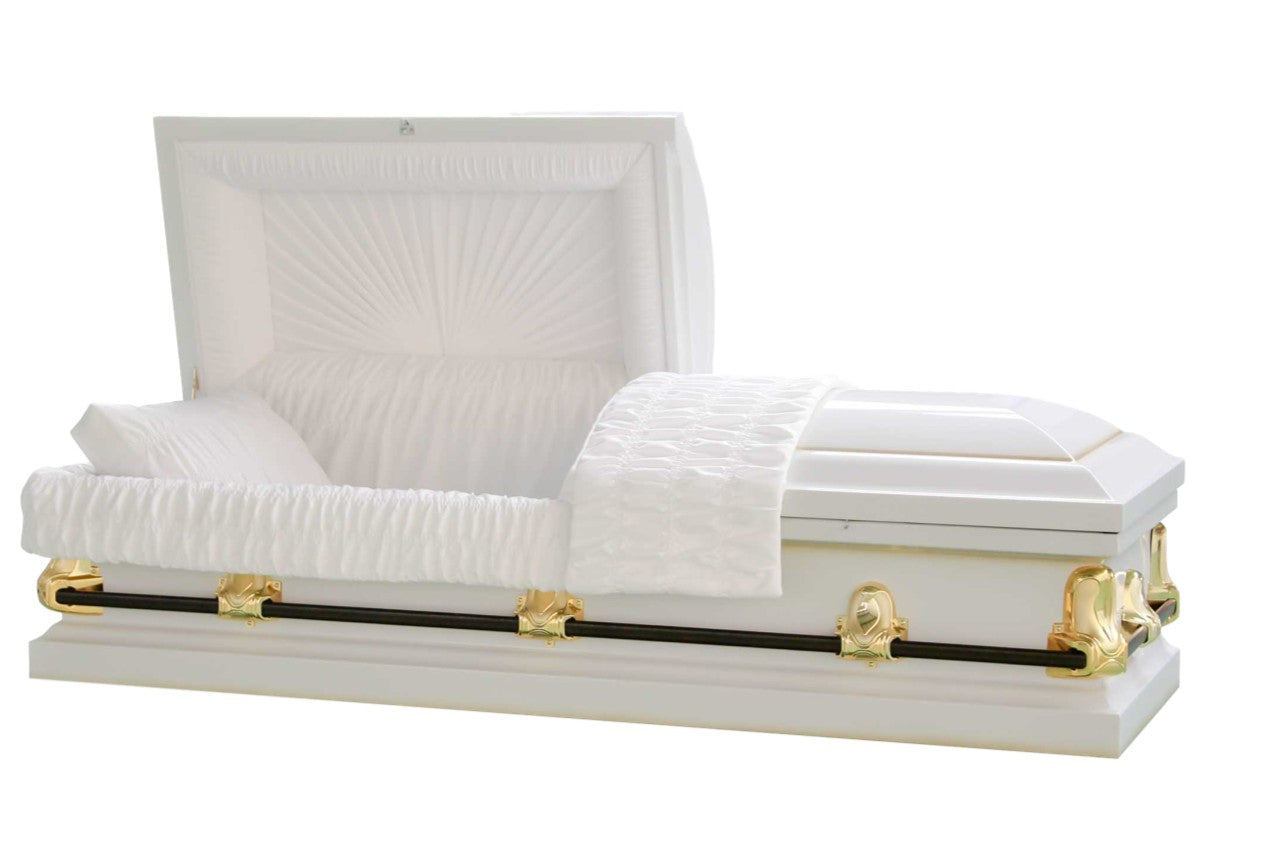 White funeral casket