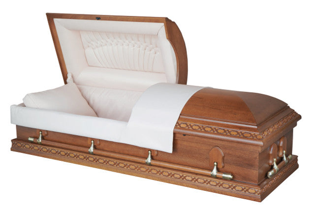 Wyoming Poplar Wood Casket with Ivory Velvet Interior