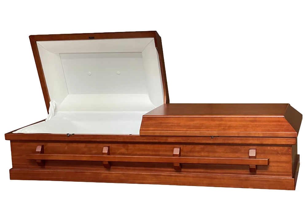 Classic - Poplar Veneer Wood Casket with White Velvet Interior
