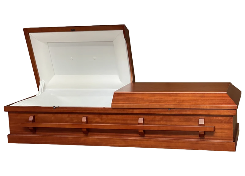 Classic - Poplar Veneer Wood Casket with White Velvet Interior