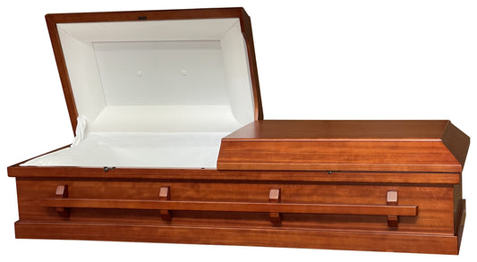 Classic - Poplar Veneer Wood Casket with White Velvet Interior