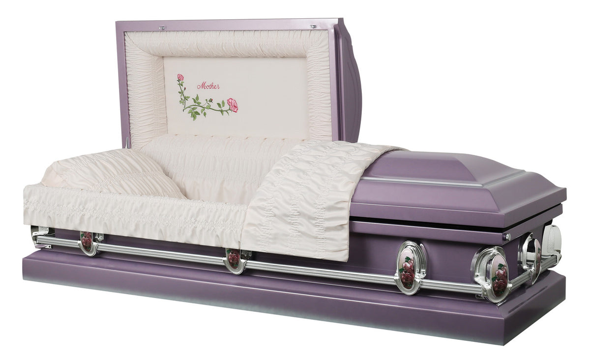 Heavenly Mother Casket - Lilac Casket with Pink Interior – Trusted Caskets