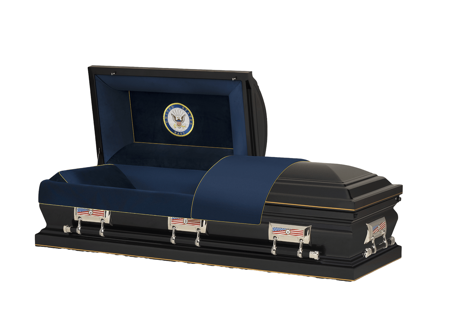 Navy Dark Blue Casket with Navy Blue Velvet Interior