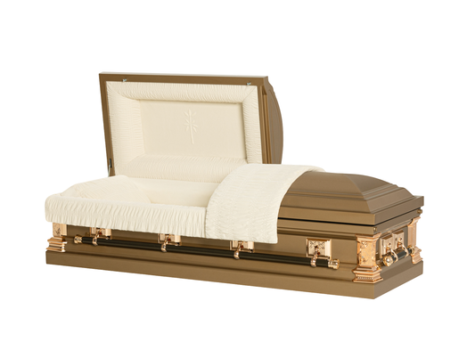 Houston Gold - Metal Casket with Ivory Velvet Interior