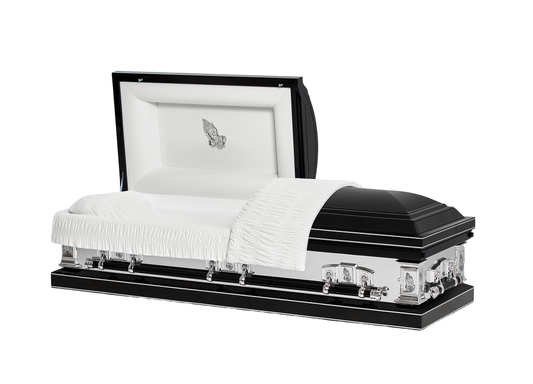 Reflection Black Casket with White Velvet Interior