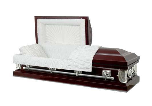 Regal Burgundy - Metal Casket in Burgundy with White Crepe Interior