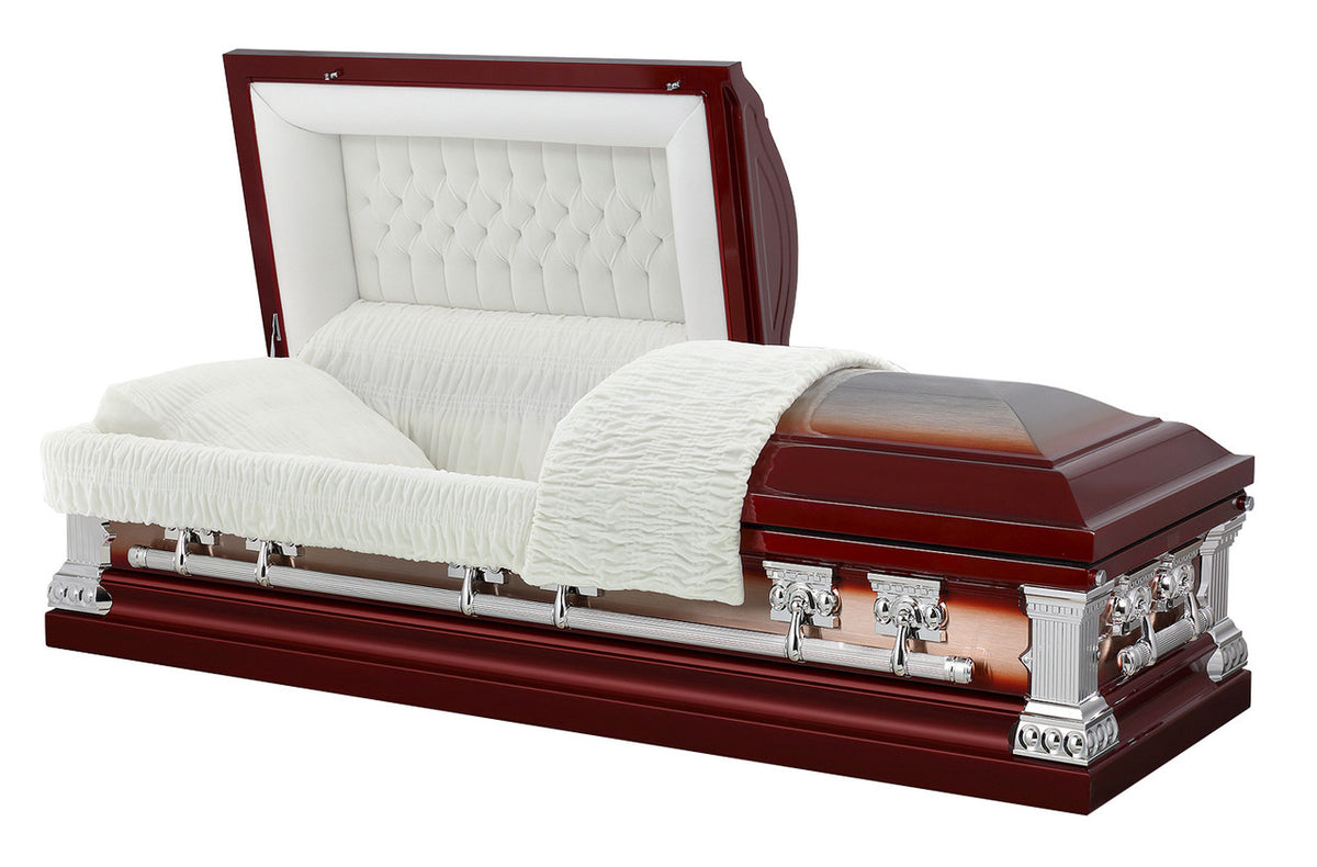 Royal Cherry Red with White Velvet Interior – Trusted Caskets