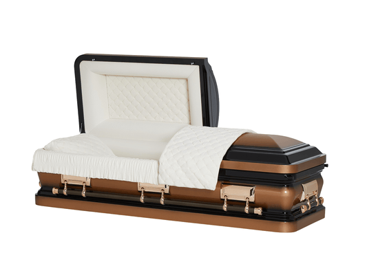 Solara Gold & Black Casket with Ivory Velvet Interior
