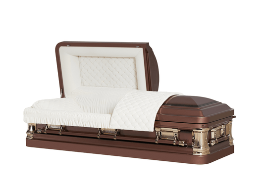 Noble Copper Casket with Ivory Velvet Interior