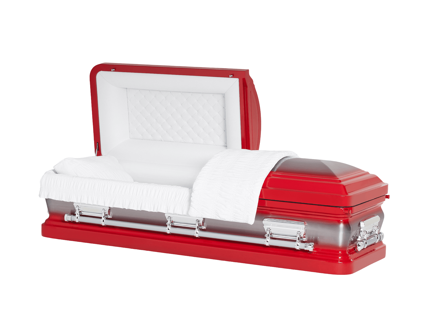Solara Red & Silver Casket with White Velvet Interior