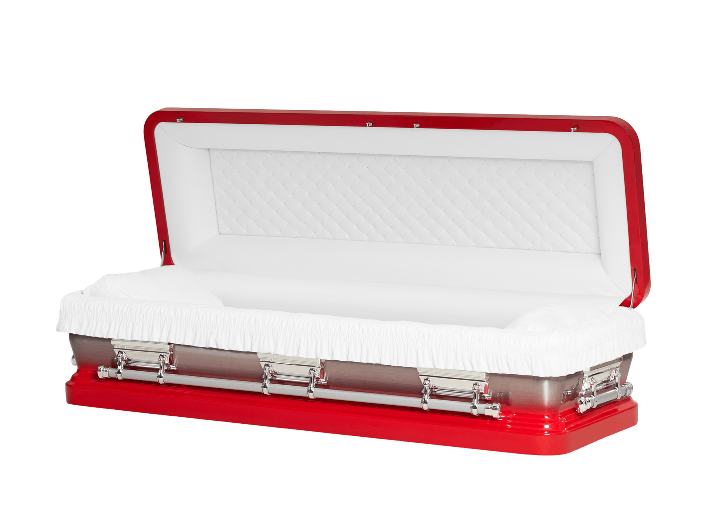 Solara Red & Silver Casket with White Velvet Interior