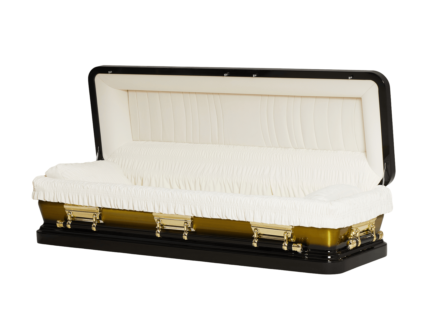 Solara Black & Gold Casket with Ivory Velvet Interior