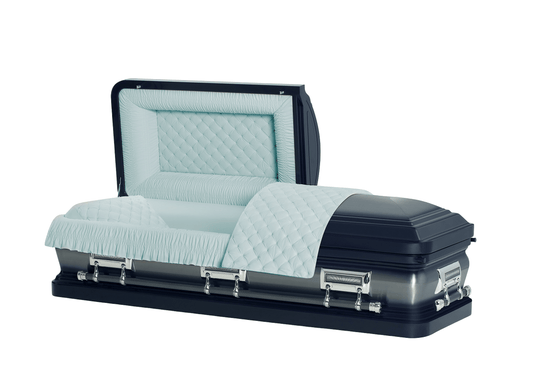 Solara Blue Casket with Blue Velvet Interior