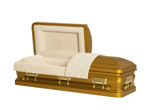 Solara Gold Casket with Ivory Velvet Interior