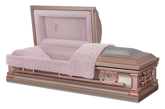 Montebello Rose with Pink Velvet Interior - Stainless Steel Casket