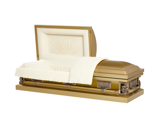 Pieta Gold Casket with Ivory Velvet Interior