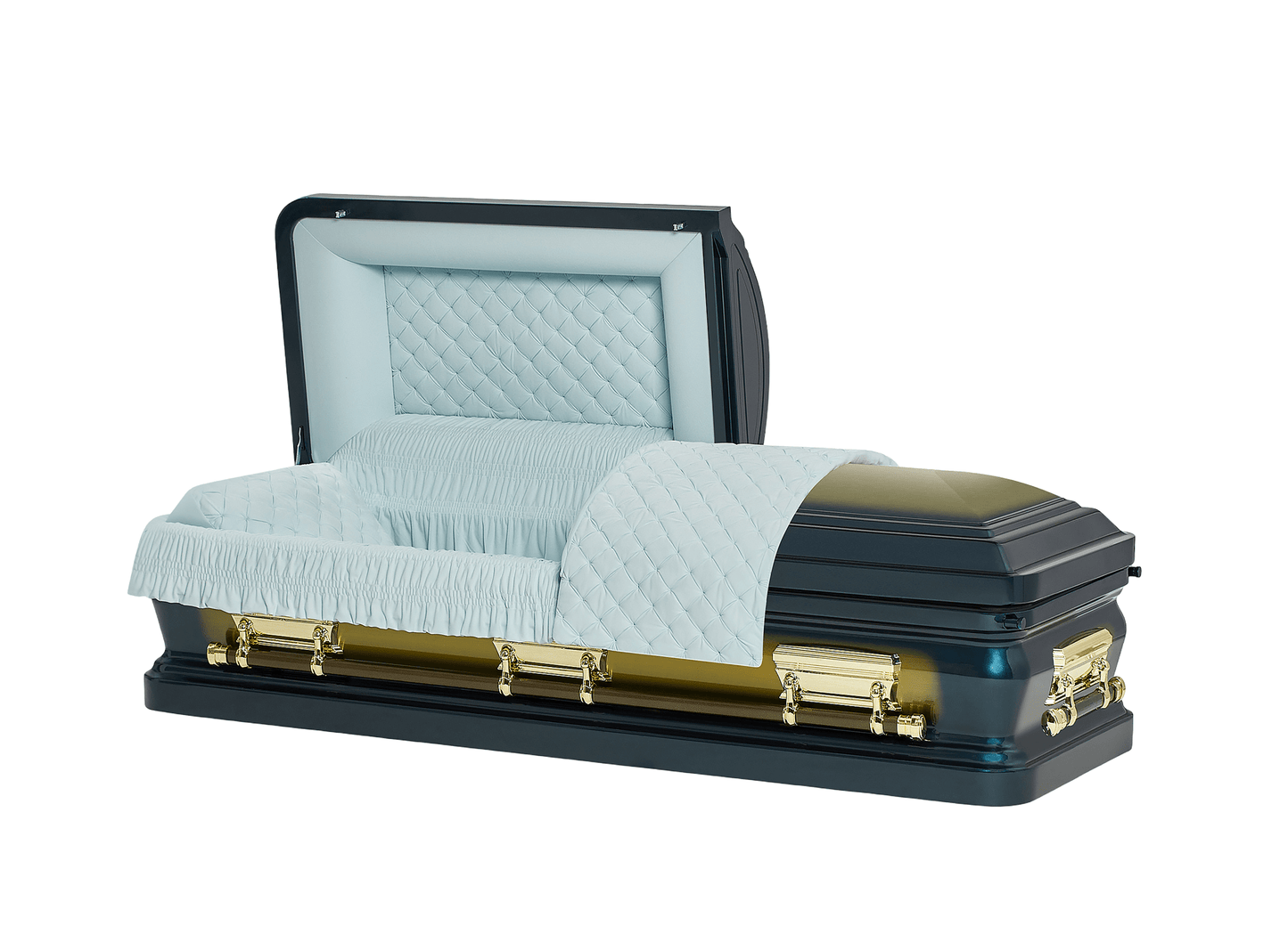 Solara Blue & Gold Casket with Blue Velvet Interior