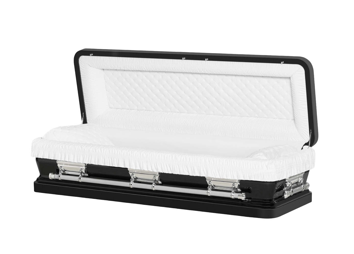 Solara Ebony & Silver Casket with White Velvet Interior