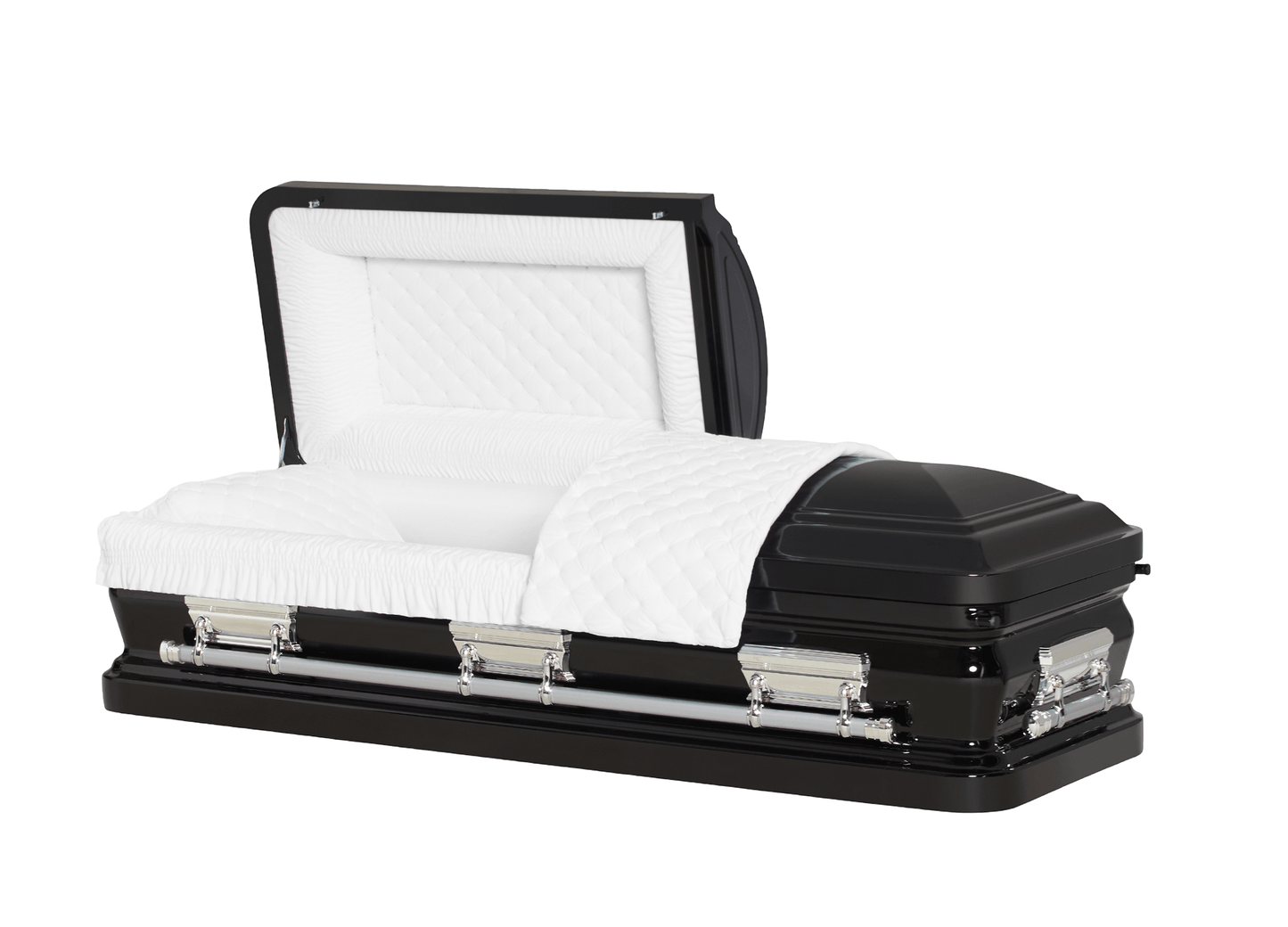 Solara Ebony & Silver Casket with White Velvet Interior