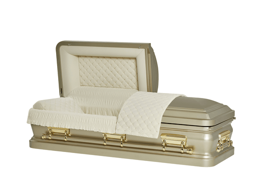 Solara Champagne Casket with Ivory Velvet Interior