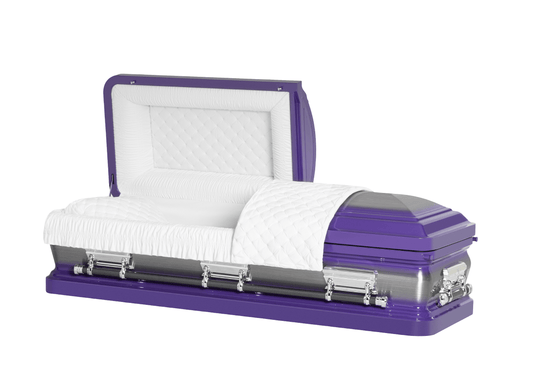 Solara Purple Brush Casket with White Velvet Interior