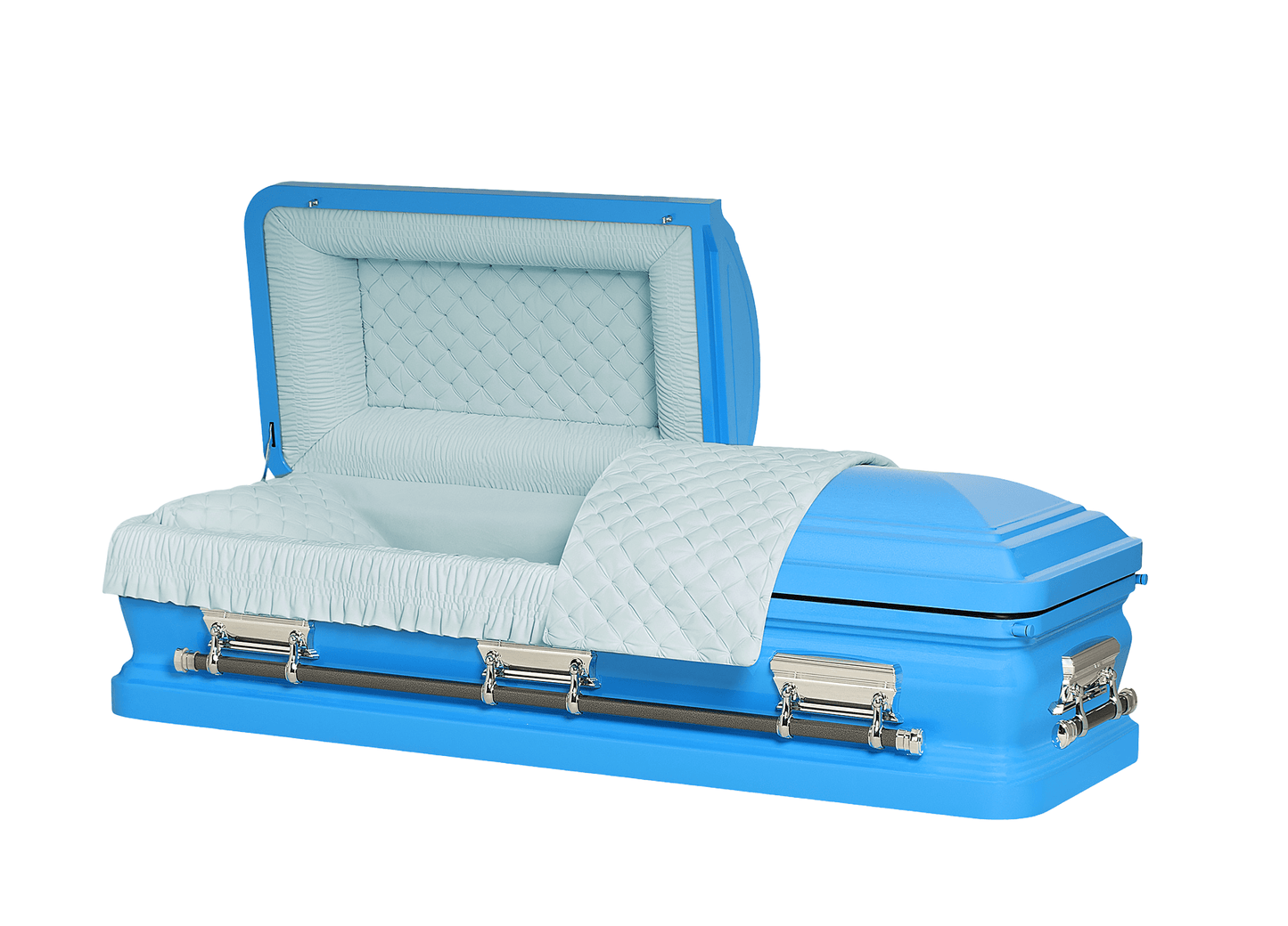 Solara Sky Blue & Silver Casket with Blue Velvet Interior