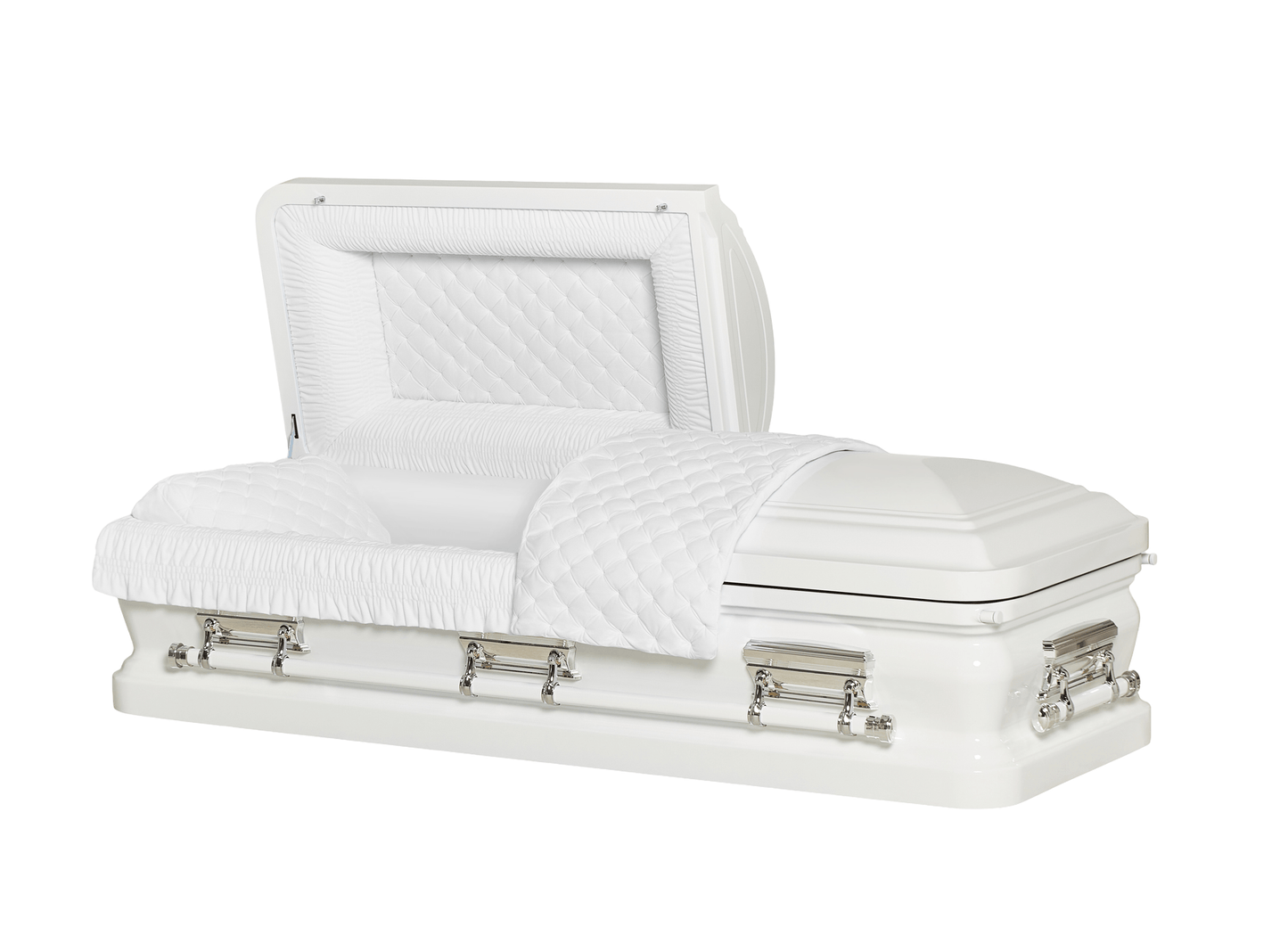 Solara Pearl White & Silver Casket with White Velvet Interior