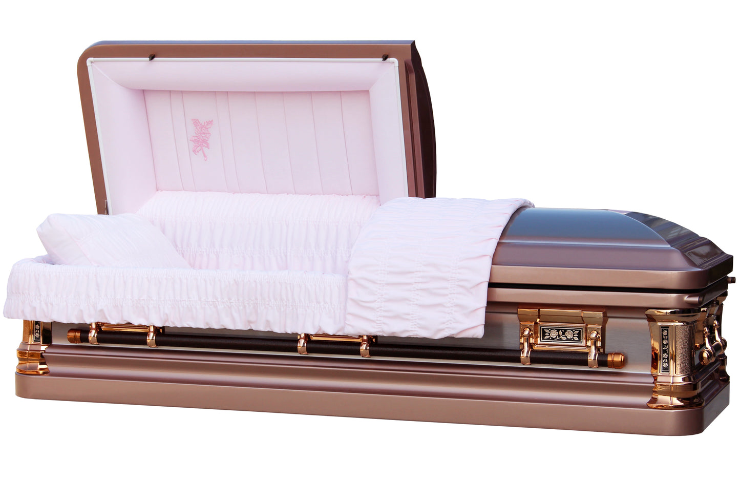 Rose Silver Casket - Metal Casket in Rose Gold Finish and Pink Interior