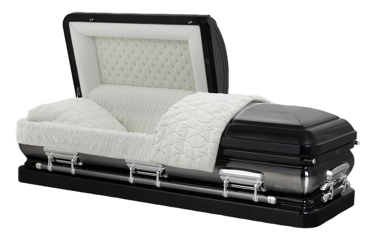 Camelot Black Casket with White Interior