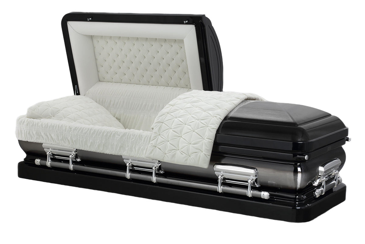 Camelot Black Casket with White Interior – Trusted Caskets