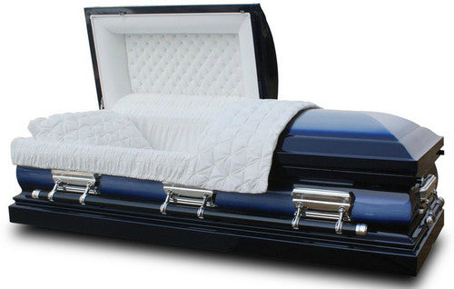 Triton Blue - Metal Casket with White Velvet Interior