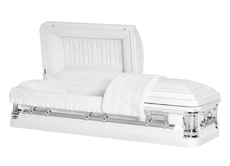 Noble White Casket with White Velvet Interior