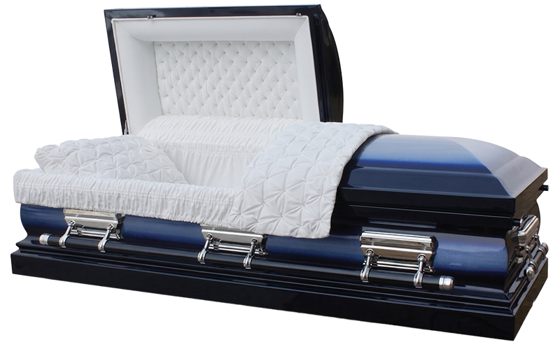 Triton Blue - Metal Casket with White Velvet Interior