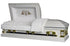 Casket White Cross Lords Prayer - A White Casket with Gold Accents