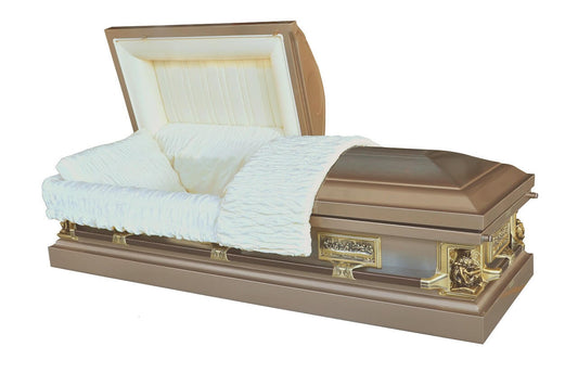 Autumn Leaf - Brushed Copper in Bronze Finish with Ivory Crepe Interior - Metal Casket - Trusted Caskets