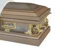 Autumn Leaf - Metal casket in Brushed Copper and Bronze with Ivory Crepe Interior - Trusted Caskets