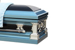 Father - Metal Casket in Monarch Blue and Light Blue - Trusted Caskets